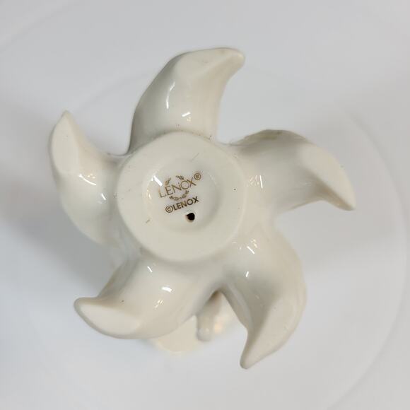 Vintage Lenox White Rose Bud Ceramic Candlestick 3" Ivory Glossy Candle Holder - Picture 3 of 12